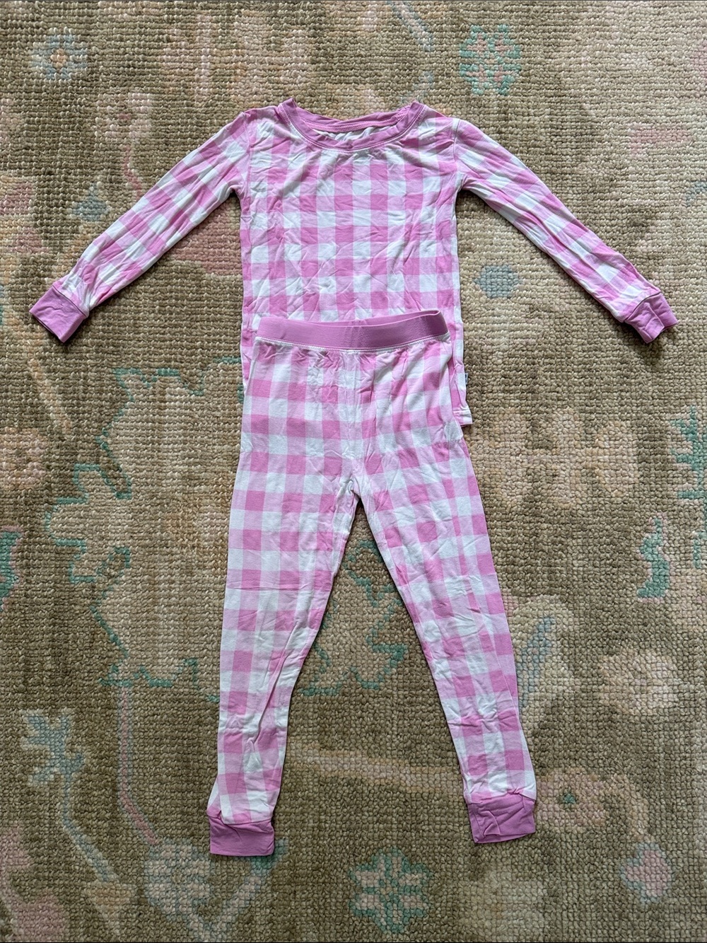 Little Sleepies Kids Long Sleeve Pink Gingham Pajama Set